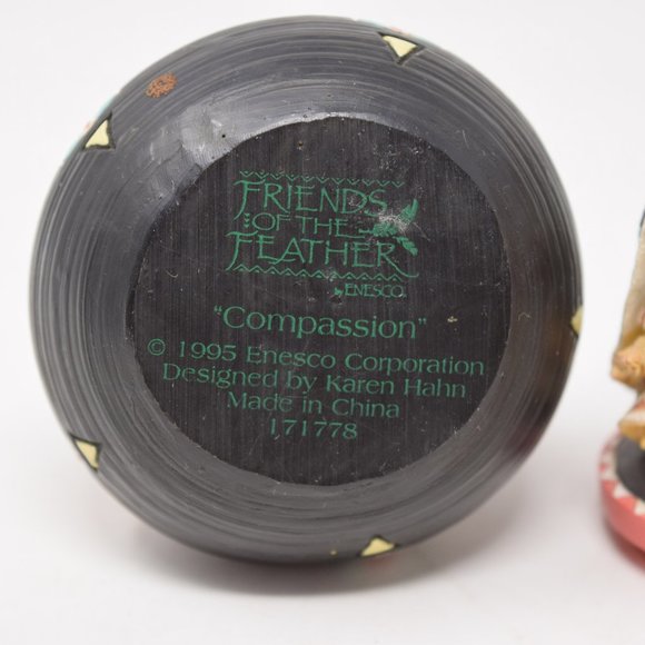 1995 Friends of Feather Compassion Girl Birdbath Trinket Box Karen Hahn Native - Picture 8 of 16
